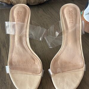 SCHUTZ Women's Clear Strap Sandals - Nude 9.5